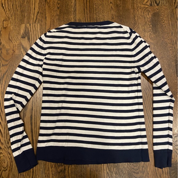 J Crew navy striped light sweater size Medium - Picture 2 of 4